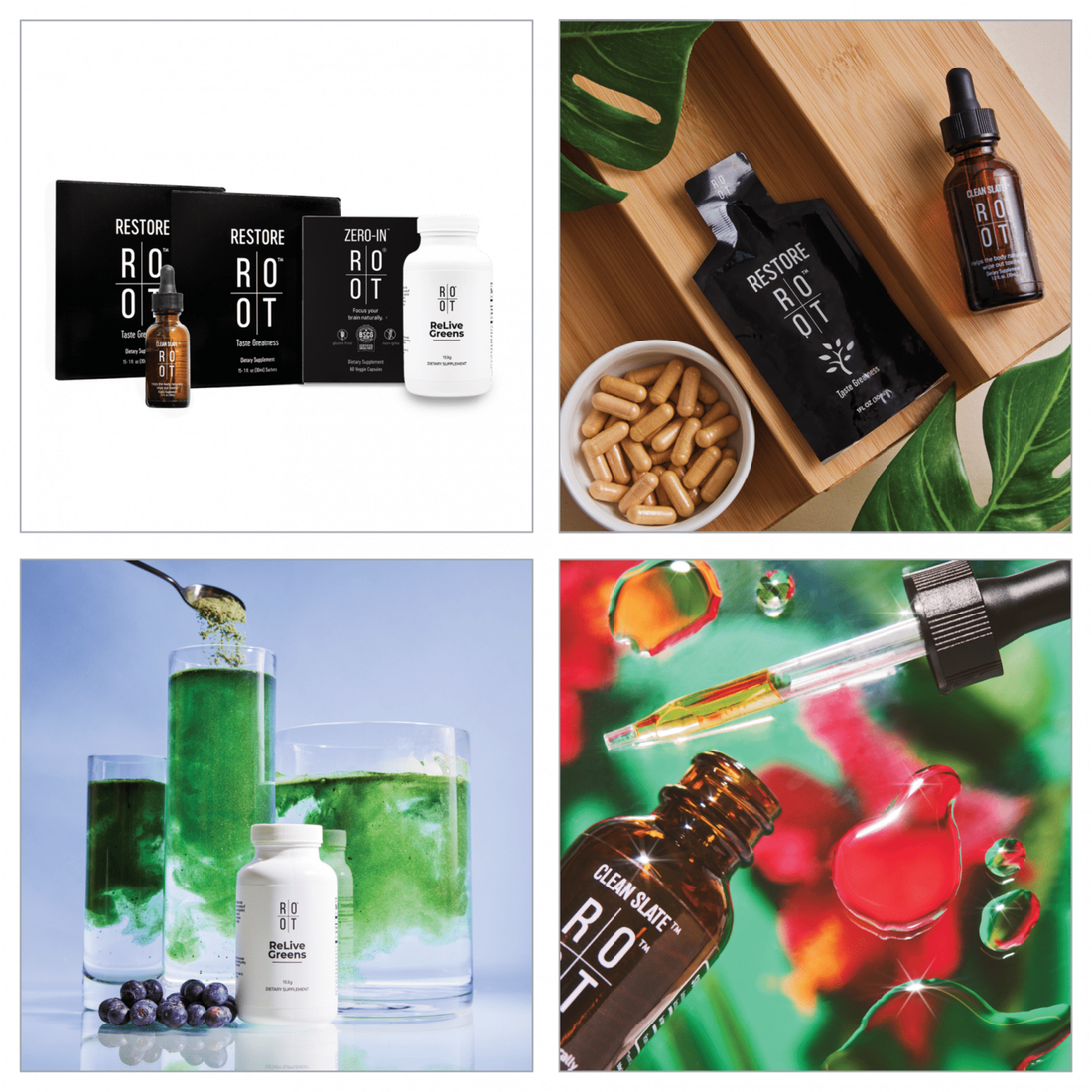 ROOT Dr. Cream Pack | 1x Clean Slate | 1x Zero In | 2x Restore | 1x Relive Greens