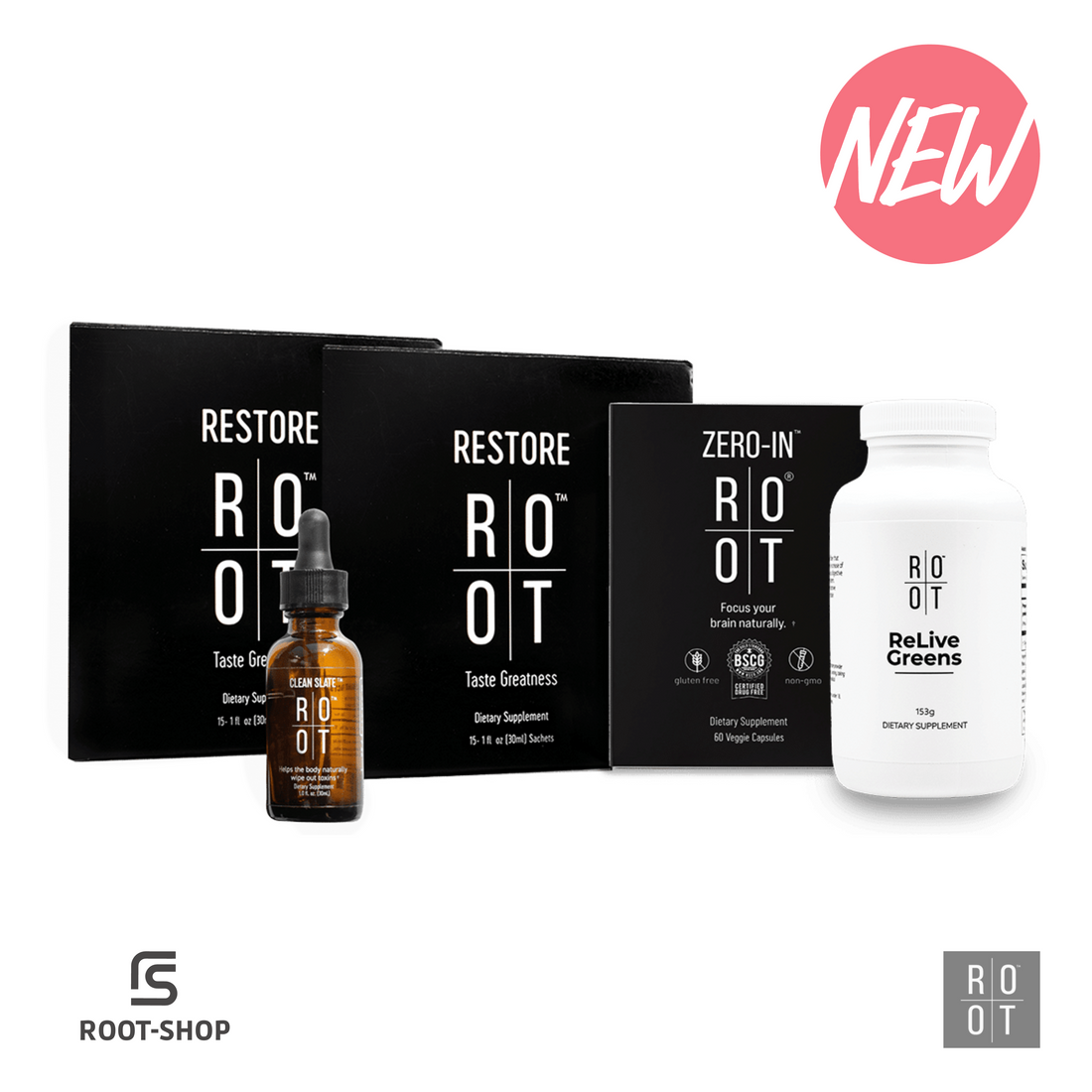 ROOT Dr. Cream Pack | 1x Clean Slate | 1x Zero In | 2x Restore | 1x Relive Greens 